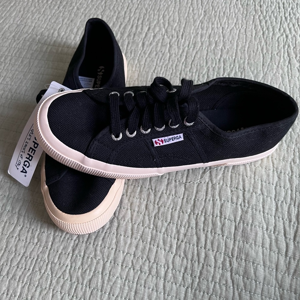 Superga Black and cream Canvas Sneakers - Picture 4 of 9